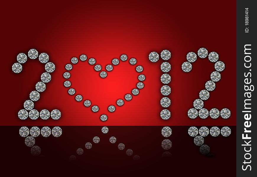 2012 illustration on red background with diamonds. 2012 illustration on red background with diamonds