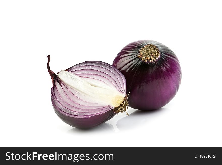 Two onion isolated on white background