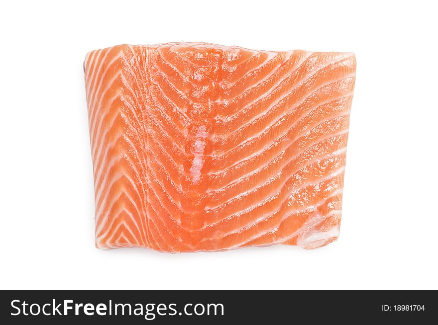 Raw salmon filet isolated on white