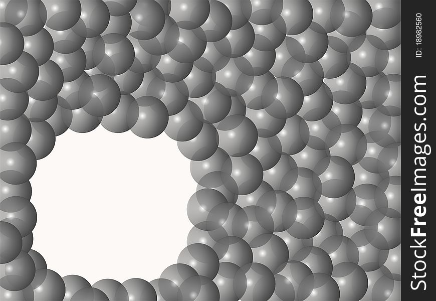 Background made from grey bubbles with an empty white place. Background made from grey bubbles with an empty white place