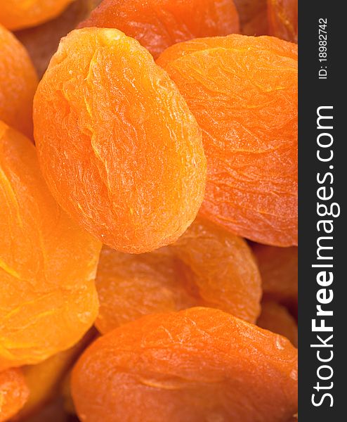 Closeup view of dried apricots in the market