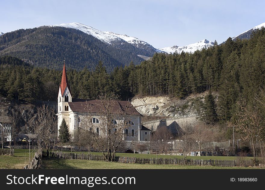 The small church in the alps. The small church in the alps