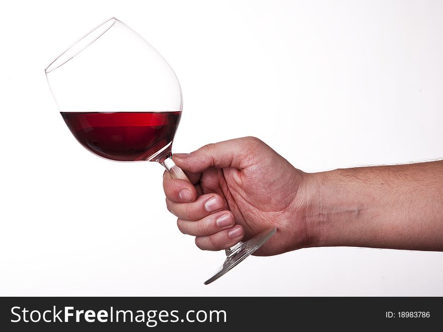 Red wine on the hand