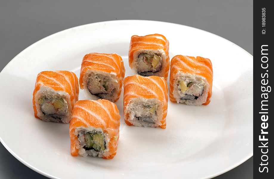 Six appetizer fresh philadelphia sushi. Six appetizer fresh philadelphia sushi