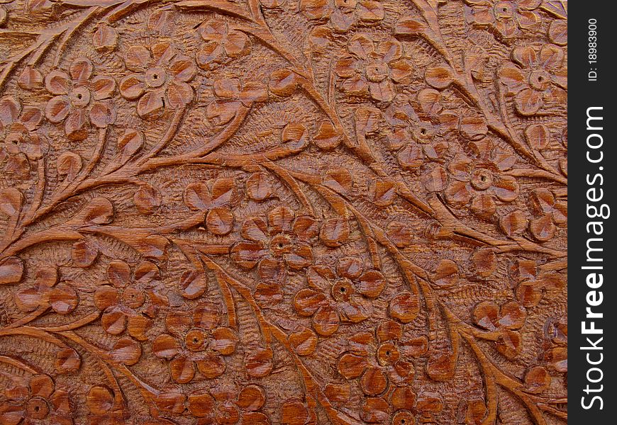 Close up detail of a carved box lid. Close up detail of a carved box lid