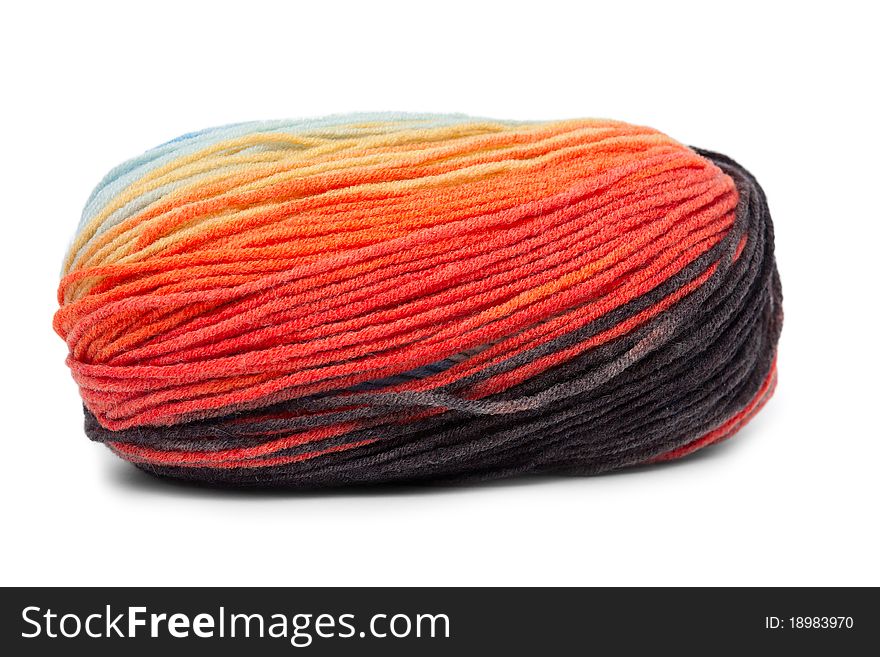 Multicolored yarn for knitting isolated on white. Multicolored yarn for knitting isolated on white