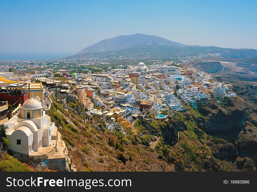 View of Fira in Santorini