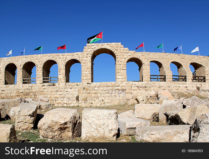 Ruins of the Greco-Roman city of Gerasa. Ancient Jerash, in Jordan. Ruins of the Greco-Roman city of Gerasa. Ancient Jerash, in Jordan.