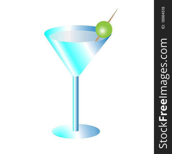 A Martini with an olive on a toothpick. A Martini with an olive on a toothpick.
