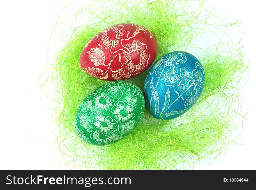 Traditional scratched hand-made Easter eggs from Poland