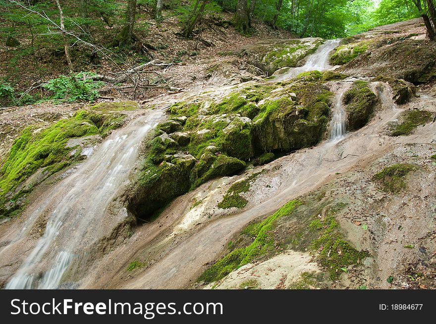 Small clear brook in a mountain forest. Small clear brook in a mountain forest