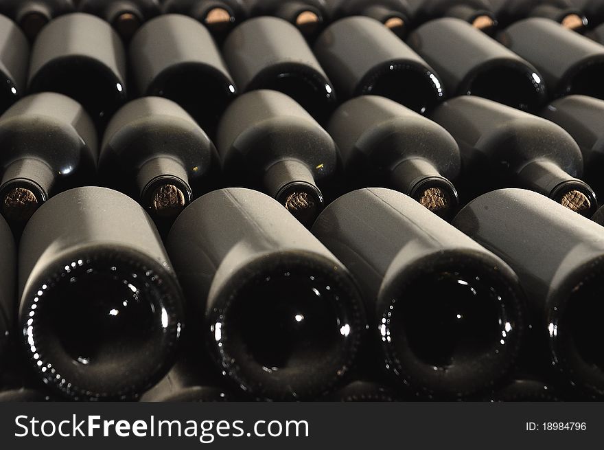 Bottled wine and stored in warehouse. Bottled wine and stored in warehouse