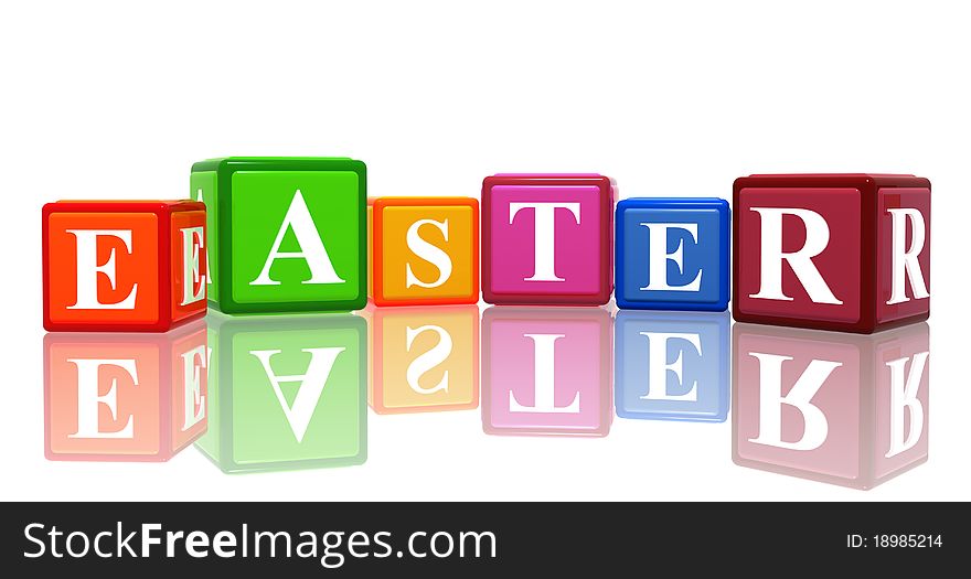 Isolated 3d color cubes with text easter