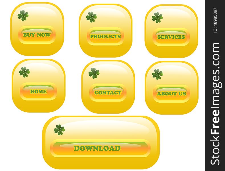 Rectangular glossy yellow web buttons, vector format. Rectangular glossy yellow web buttons, vector format