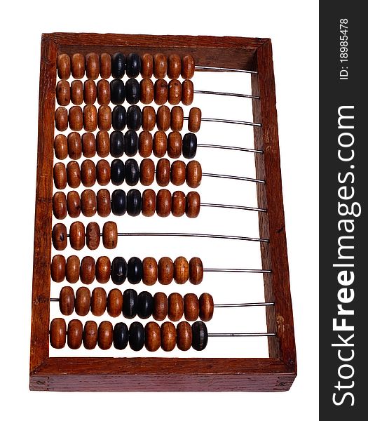 Old abacus, isolated on a white background (retro). Old abacus, isolated on a white background (retro).
