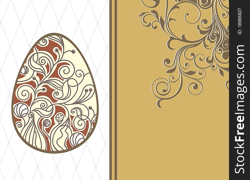 Easter card with eggs on floral background