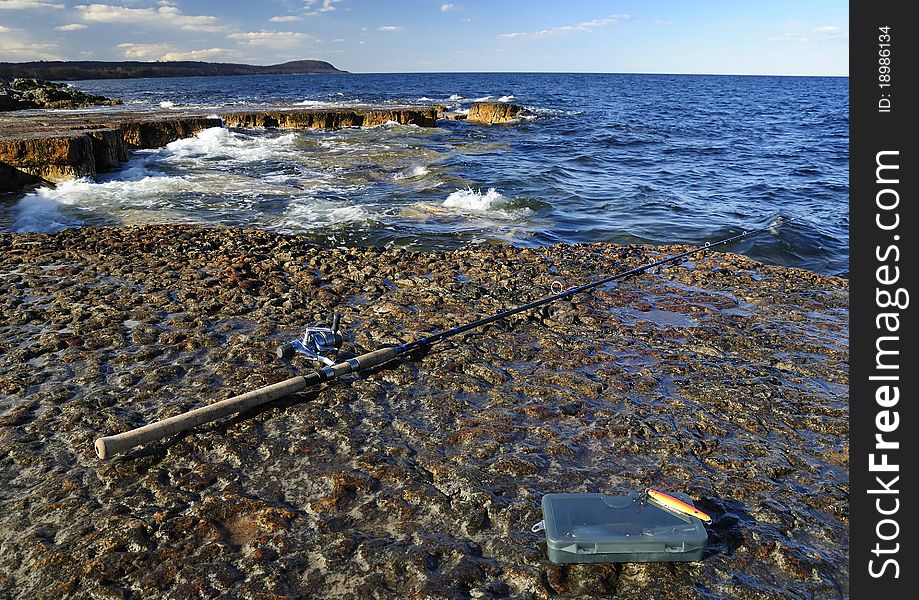 Fishing equipment on Swedish coast. Fishing equipment on Swedish coast