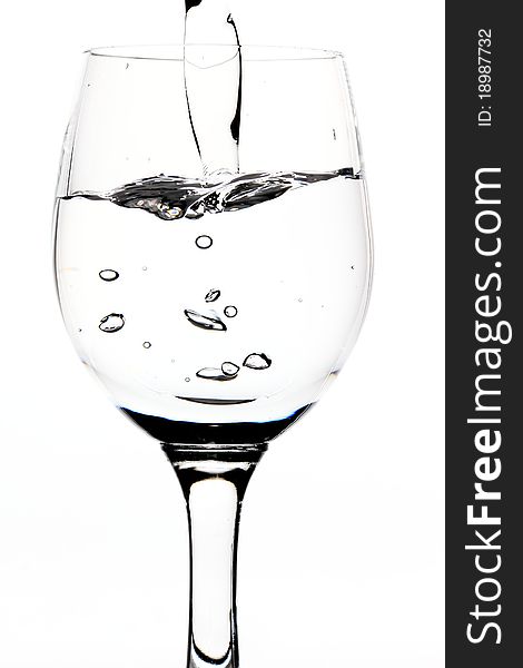 Glass water on white background