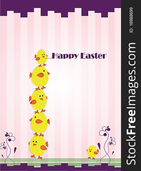 Easter background with golden chicken