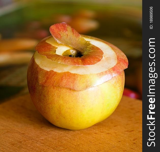 Ripe juicy  apple on a table