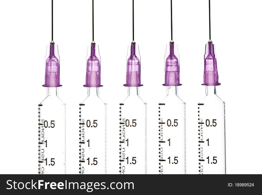 Isolated Five Disposable Syringe