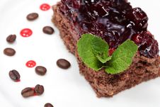 Delicious Chocolate Cake With Cherries Royalty Free Stock Photography
