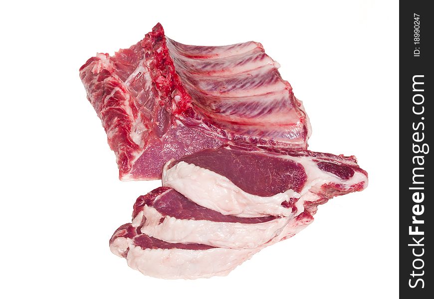 Fresh meat on a white background. Cooking ingredient