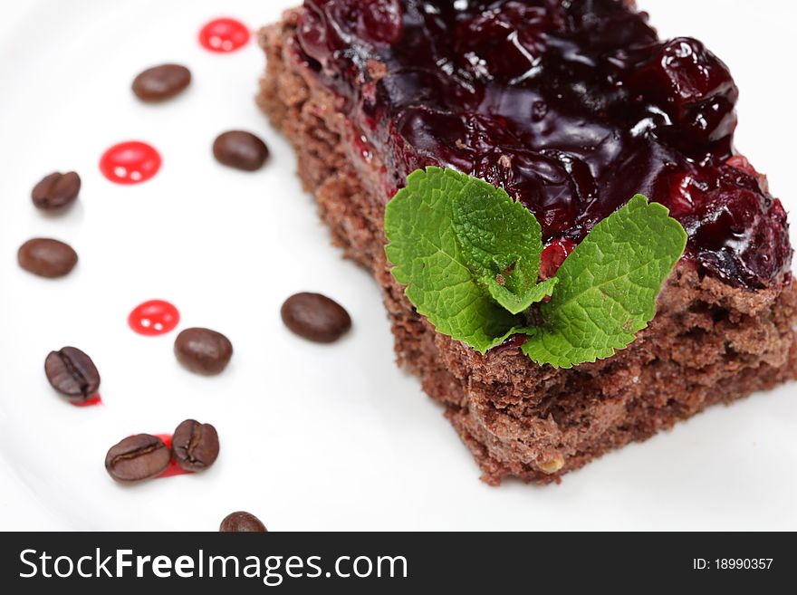 Delicious Chocolate Cake With Cherries