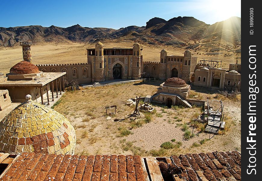 Ancient town in the mountains of Kazakhstan