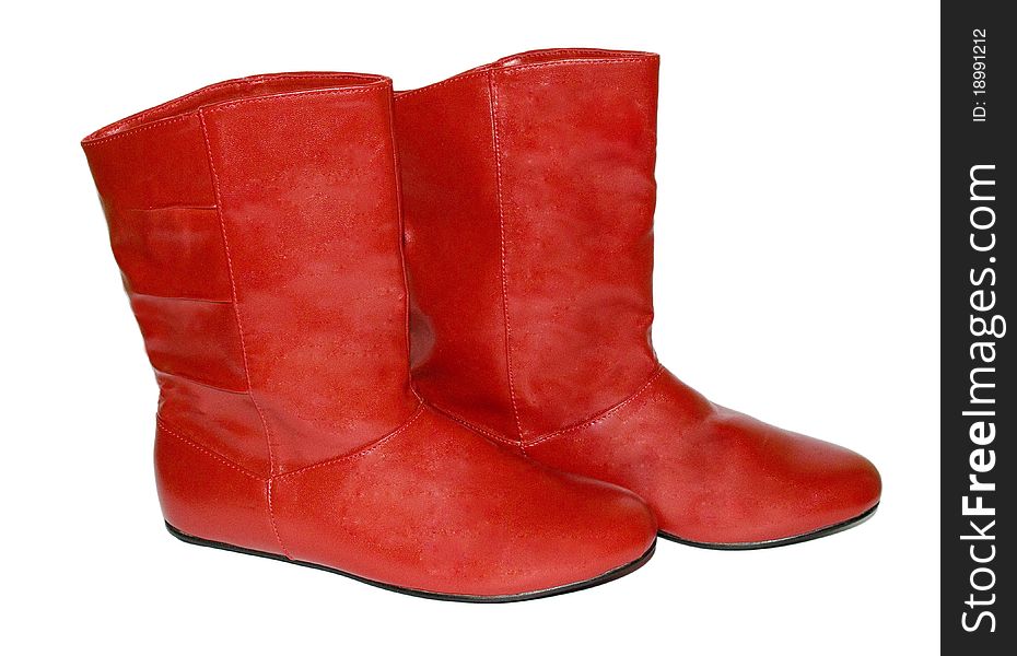 Pair Of Red Leather Boots