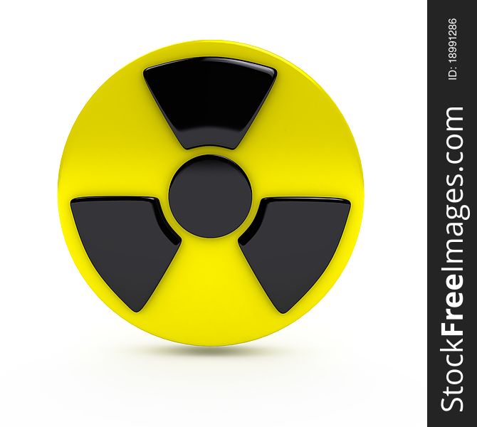 Radiation sign over white background. computer generated image