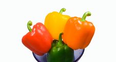 Four Peppers In A Bowl Royalty Free Stock Photos Four Peppers In A Bowl Royalty Free Stock Photos