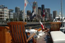 View Of Skyline From Boat Deck Royalty Free Stock Photo View Of Skyline From Boat Deck Royalty Free Stock Photo