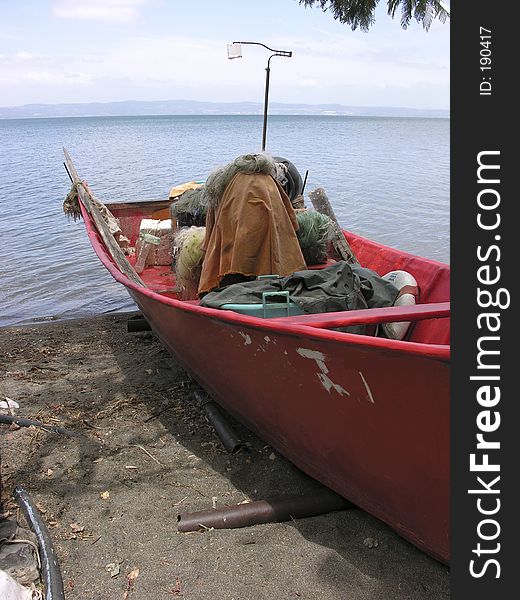 Fish boat on the shoreline