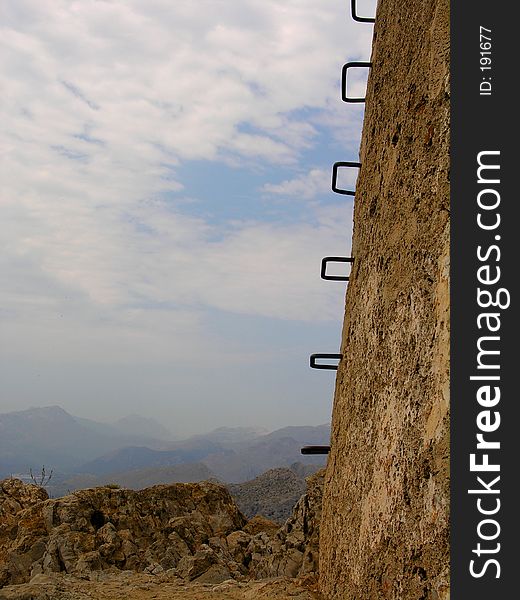 Steps of a historical tower at the top of a mountain. Steps of a historical tower at the top of a mountain