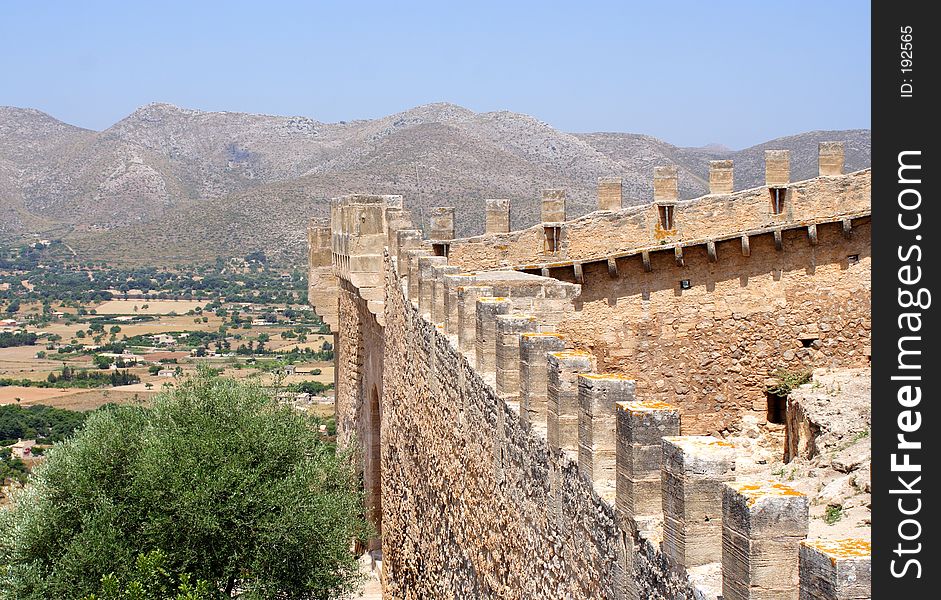The wall of a historical fortress with a panoramic view. The wall of a historical fortress with a panoramic view...