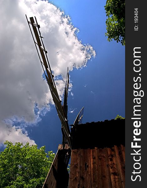 Old rustic wooden windmill