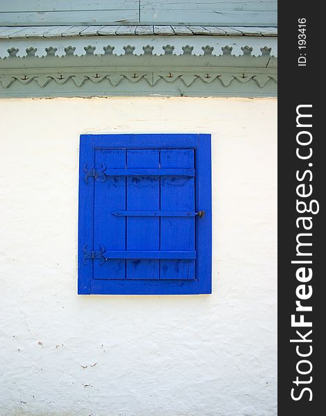 Rustic blue window and windowblind. Rustic blue window and windowblind