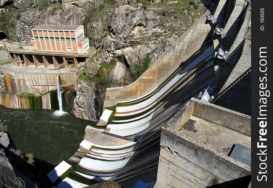 Downstream view of a water dam