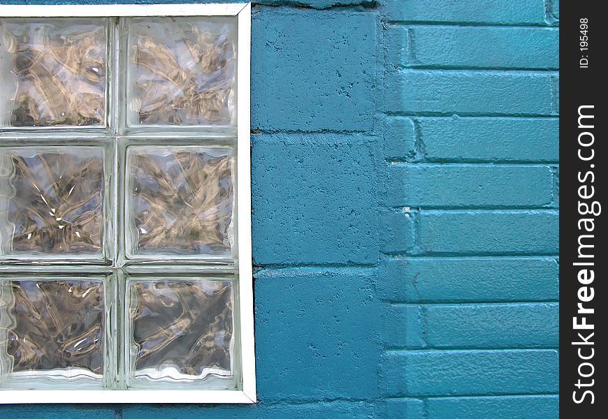 Wonderful old window with turquoise bricks. Wonderful old window with turquoise bricks.