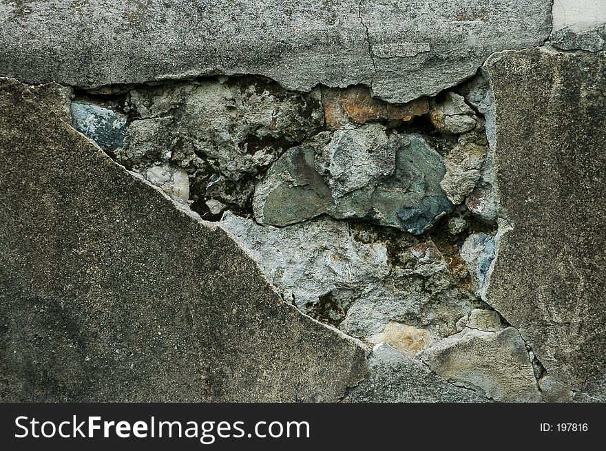 Exposed inside of old rock wall in Chester County, PA