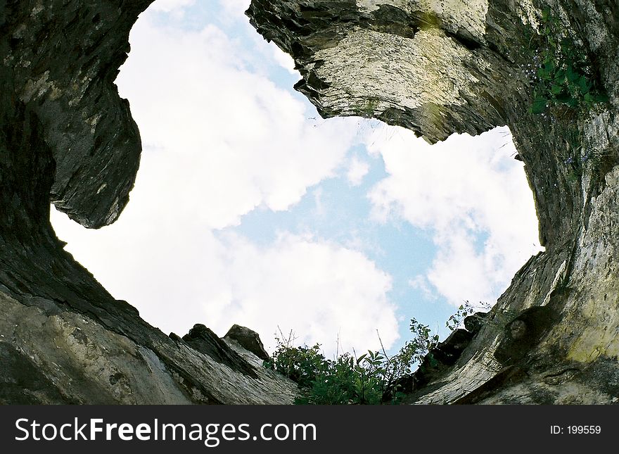 Looking up through a tower of an ancient German Castle. Looking up through a tower of an ancient German Castle