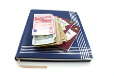 Diary With Passport And Money Stock Photo Diary With Passport And Money Stock Photo