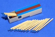Blue Matches With Box On Blue Stock Images Blue Matches With Box On Blue Stock Images