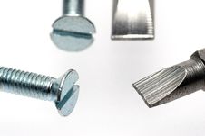 Sloted Screws With Screwdriver Bits Stock Image Sloted Screws With Screwdriver Bits Stock Image