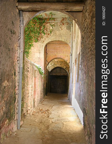 Arches in France along a sheded walkway