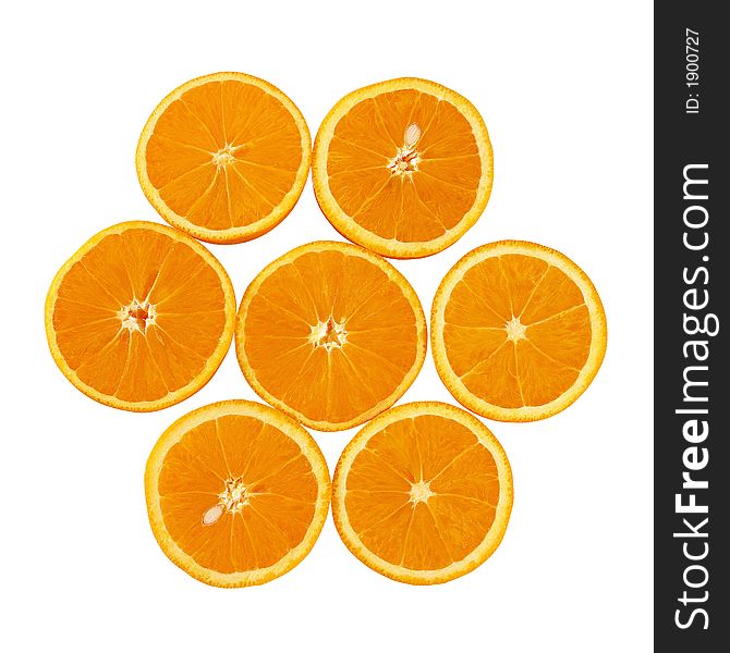 Sunny shaped oranges isolated on white bacground. Sunny shaped oranges isolated on white bacground