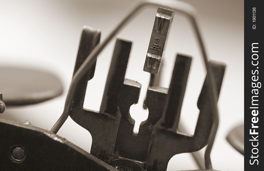 Close-up of a letter on an old typewriter. Close-up of a letter on an old typewriter