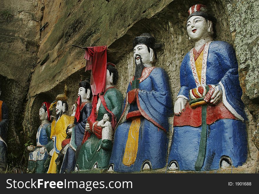 Colorful sculpture of Chiese traditional god by mud. Colorful sculpture of Chiese traditional god by mud