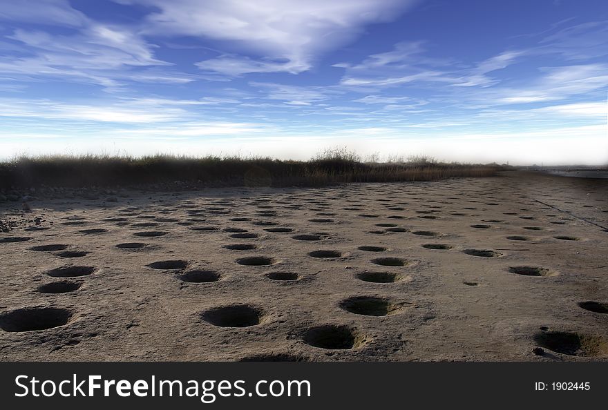 Surface is with small hole to look like moon. Surface is with small hole to look like moon